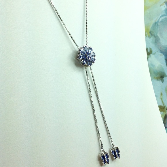 Genuine Tanzanite Lariat Necklace 18-20